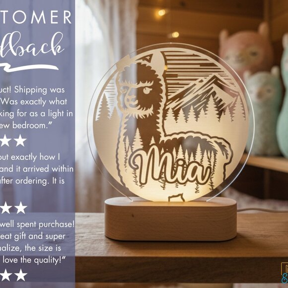 Personalized Llama Name Light | Custom LED Sign for Boys & Girls - Picture 7 of 8